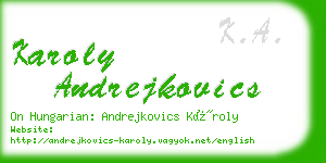 karoly andrejkovics business card